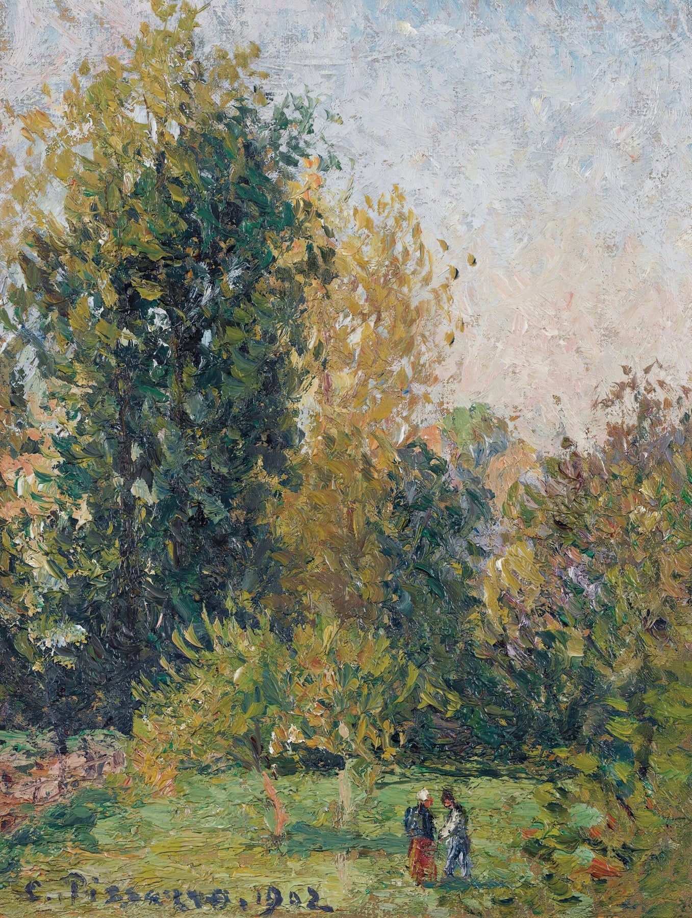 Paysage Avec Deux Personnages, Éragny, Automne (1902) - Milisima Studio