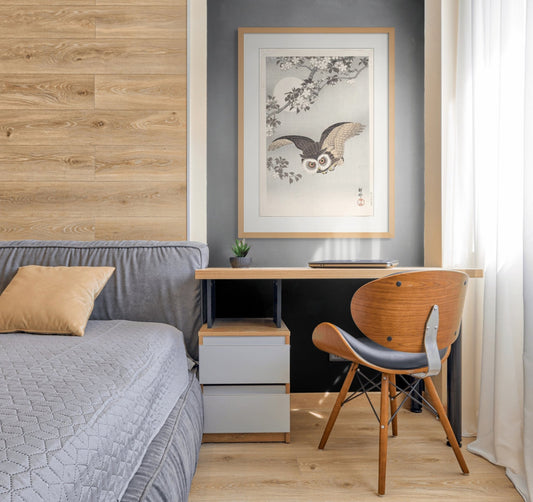 Scops Owl, Cherry Blossoms, and Moon (1926) - Milisima Studio