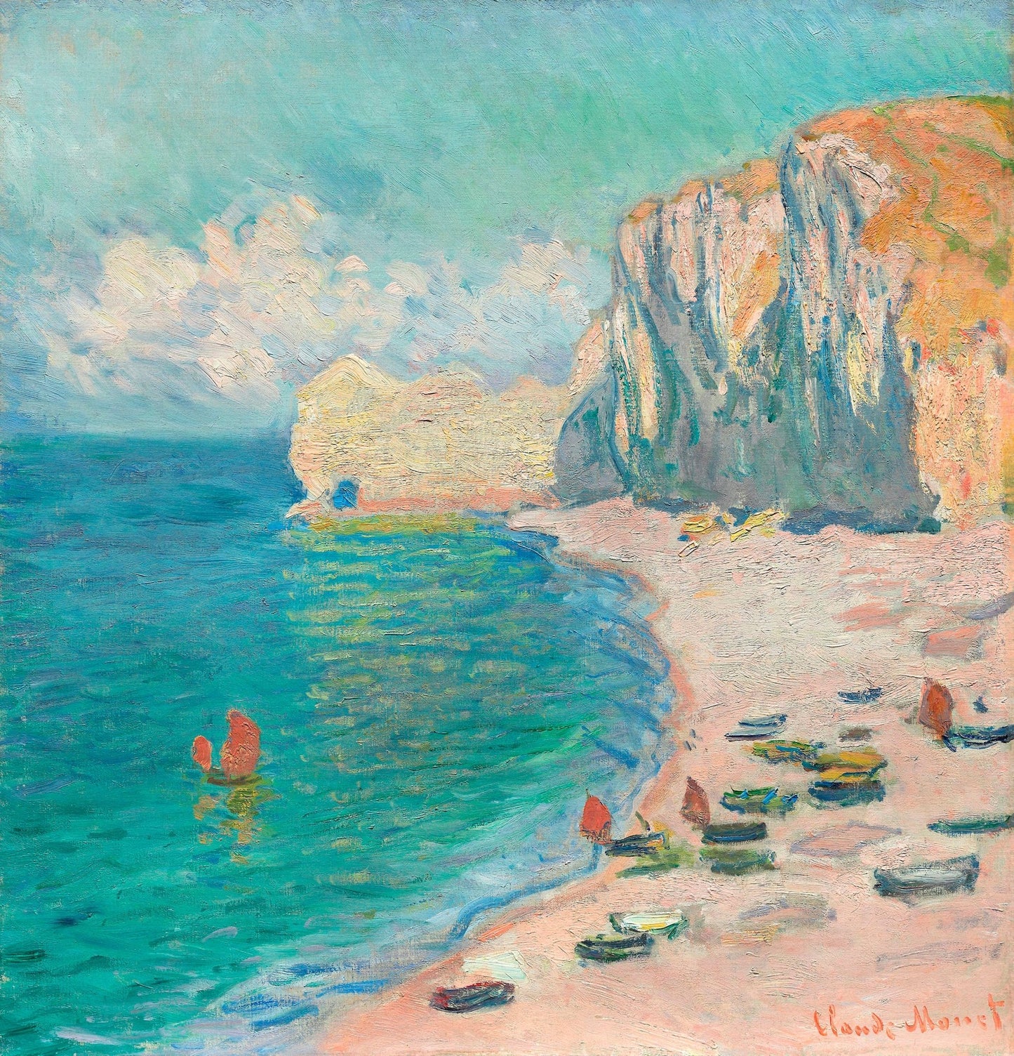 The Beach and the Falaise d'Amont (1885) - Milisima Studio