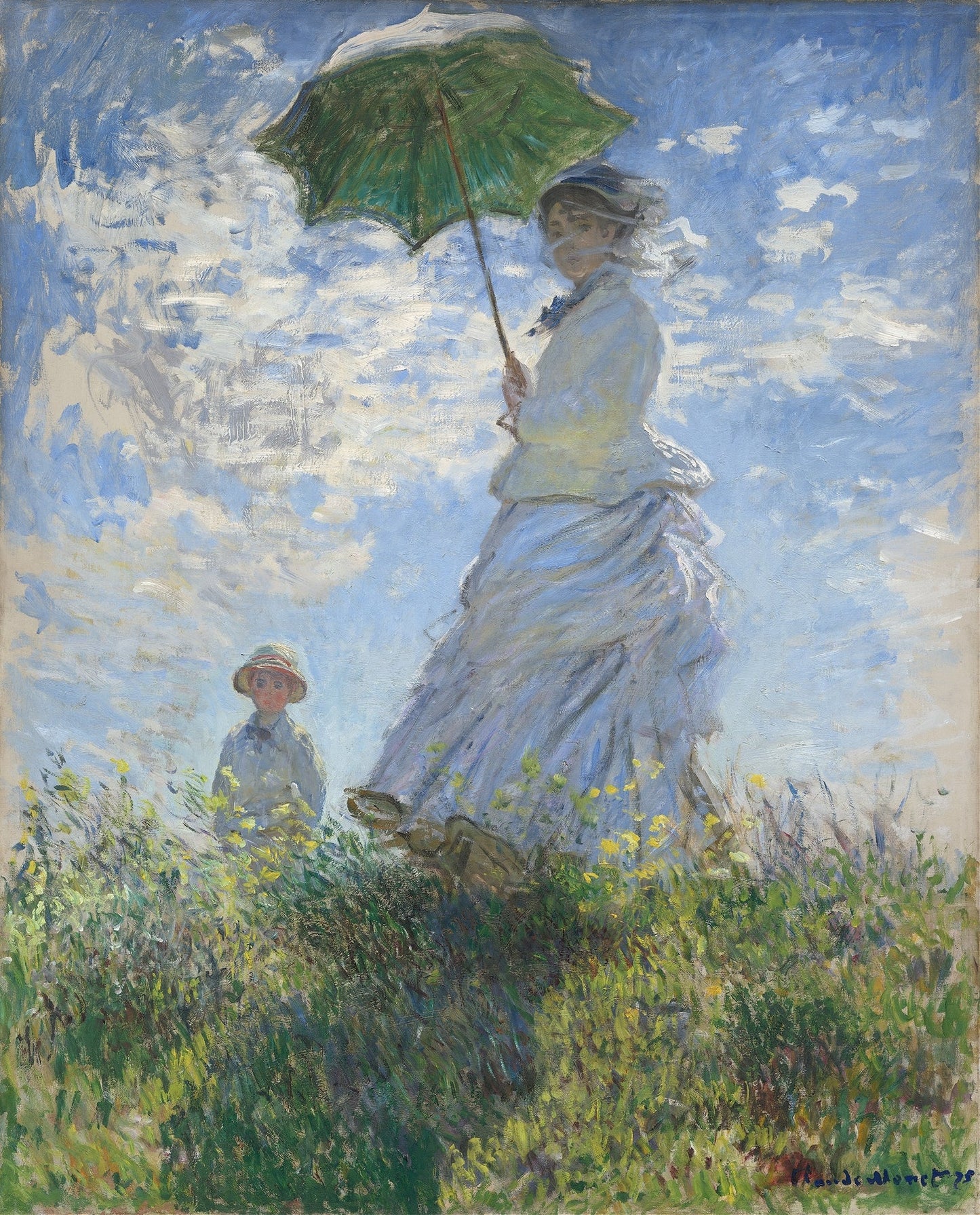 Woman with a Parasol - Madame Monet and Her Son (1875) - Milisima Studio
