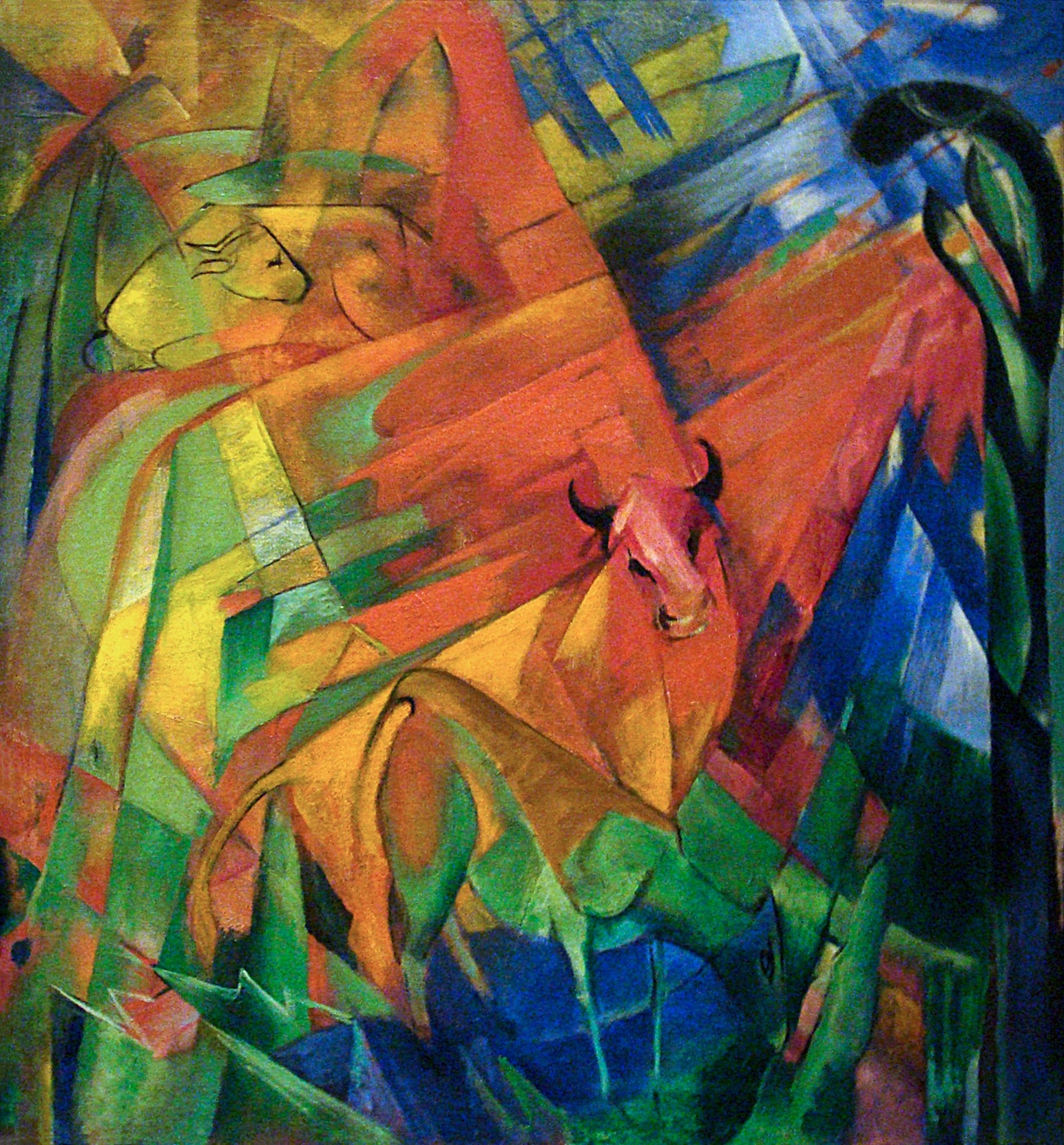 Animals in a Landscape by Franz Marc – Expressionist wildlife artwork